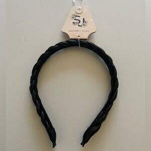 Sincerely Jules Black Faux Leather Braided Headband